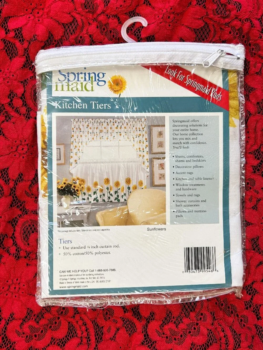New~one pair kitchen Window Tiers~Springmaid Sunflowers white/golden~60